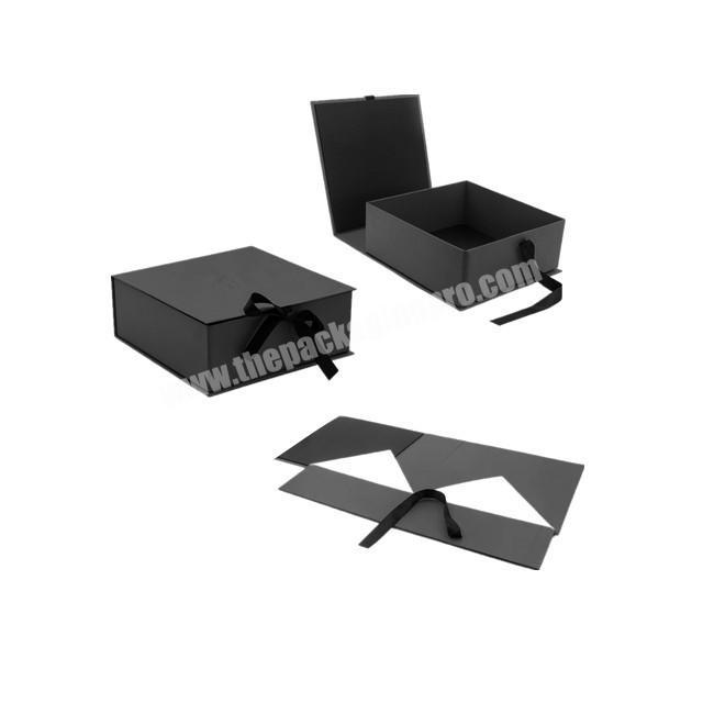 custom gift closure boxes folding packaging black cardboard magnetic box
