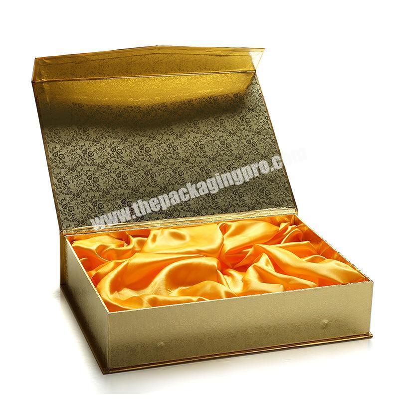 Custom gift jewelry paper cardboard book shaped magnetic closure packaging rigid box satin foam inserts