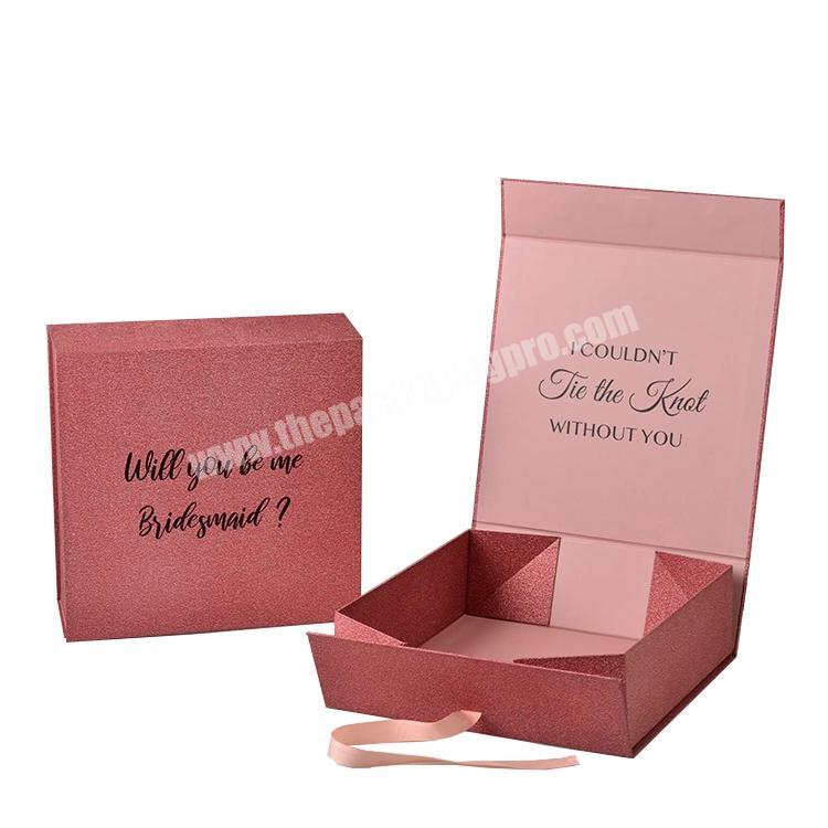 Custom Gift Packaging Multifunctional Magnetic Rigid Foldable Cardboard Gift Box With Ribbon Closure