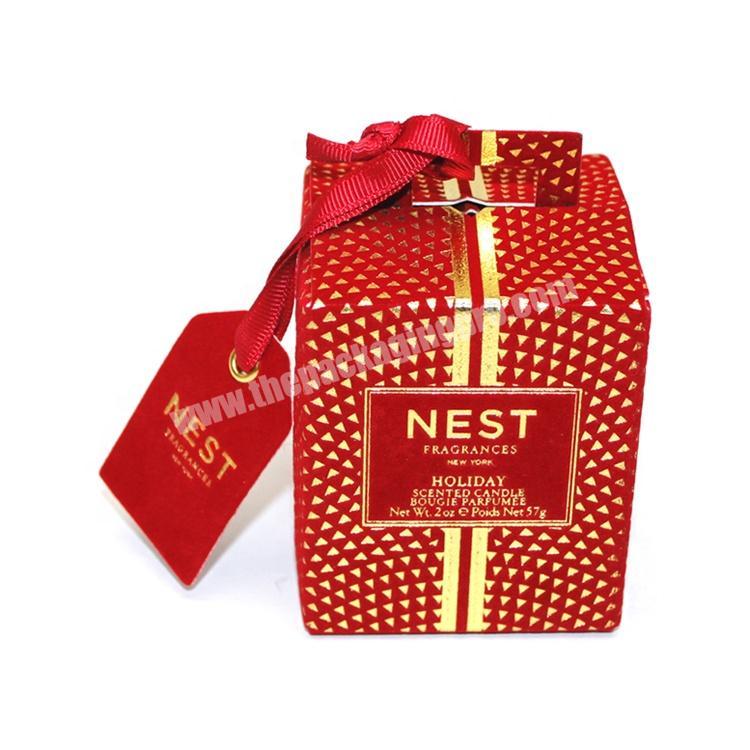 Custom Gilding Label  Cardboard Velvet Ribbon Gift Box Perfume Box Candle Box Packaging