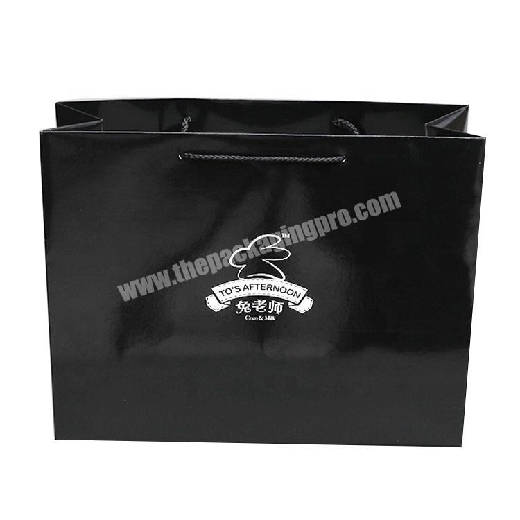 Custom Glossy Black Printed Shopping Bags With Logos