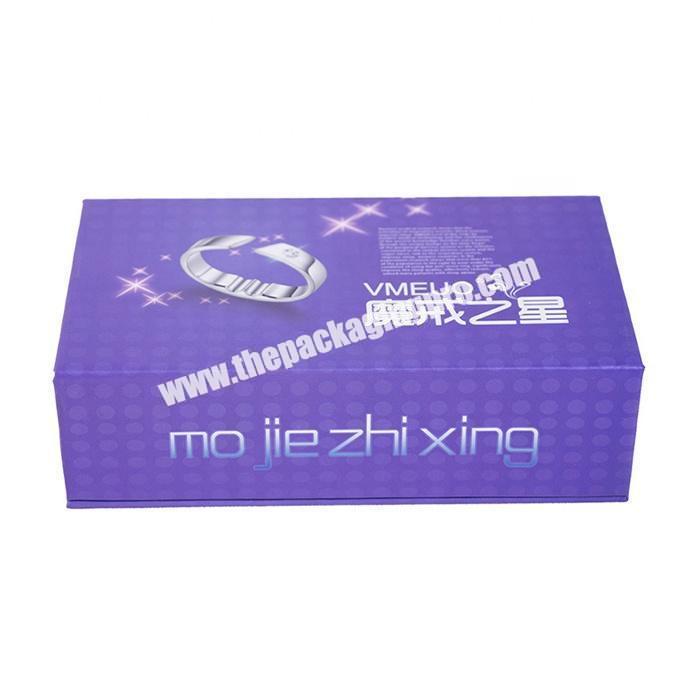 Custom glossy laminated blue paper packaging magnetic gift box