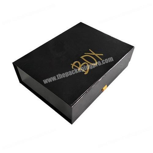 Custom gold foil gloss lamination 2018 new product ribbon magnetic gift packaging box