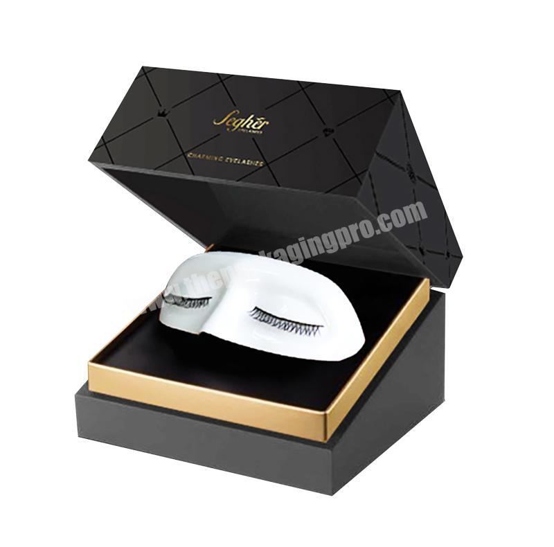 Custom Gold Foil Logo Black Luxury Gift Box Cosmetic Eyelashes Packaging Box