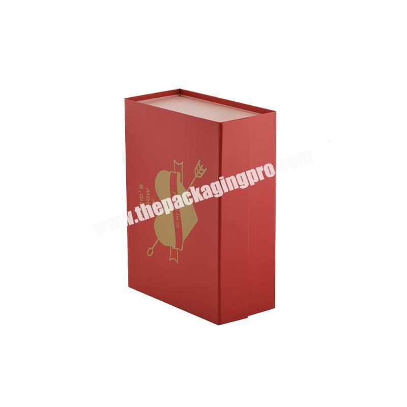 Custom gold foil logo decorative luxury large red magnetic lid closure gift box