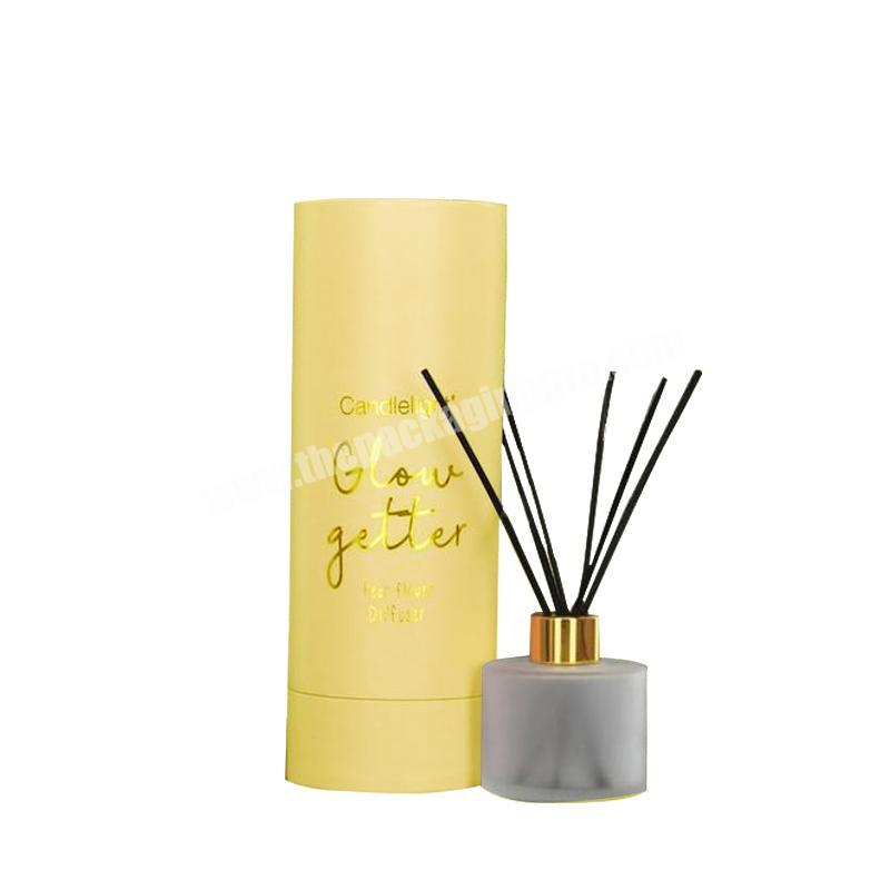 custom gold foil round cylinder tube cardboard paper incense reed diffuser candle jars sticks packaging box