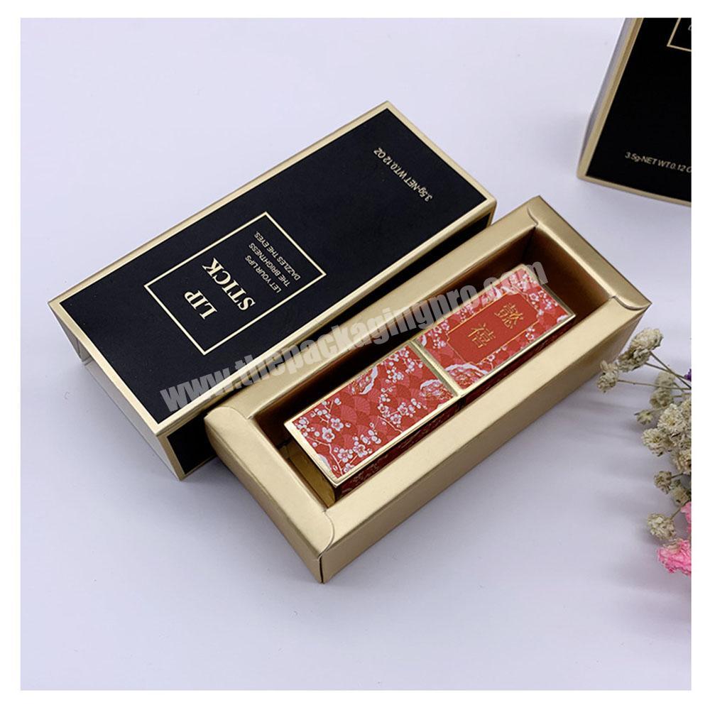 Custom Gold Hot Stamping Lip Gloss Lip Balm Lip Stick Sliding Gift Packaging Boxes With Drawer