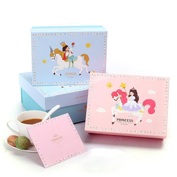 Custom gold stamp collapsable princess children gift box with separate lid