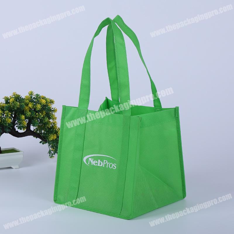 Custom green strong load bearing fabric non woven tote shopping bag