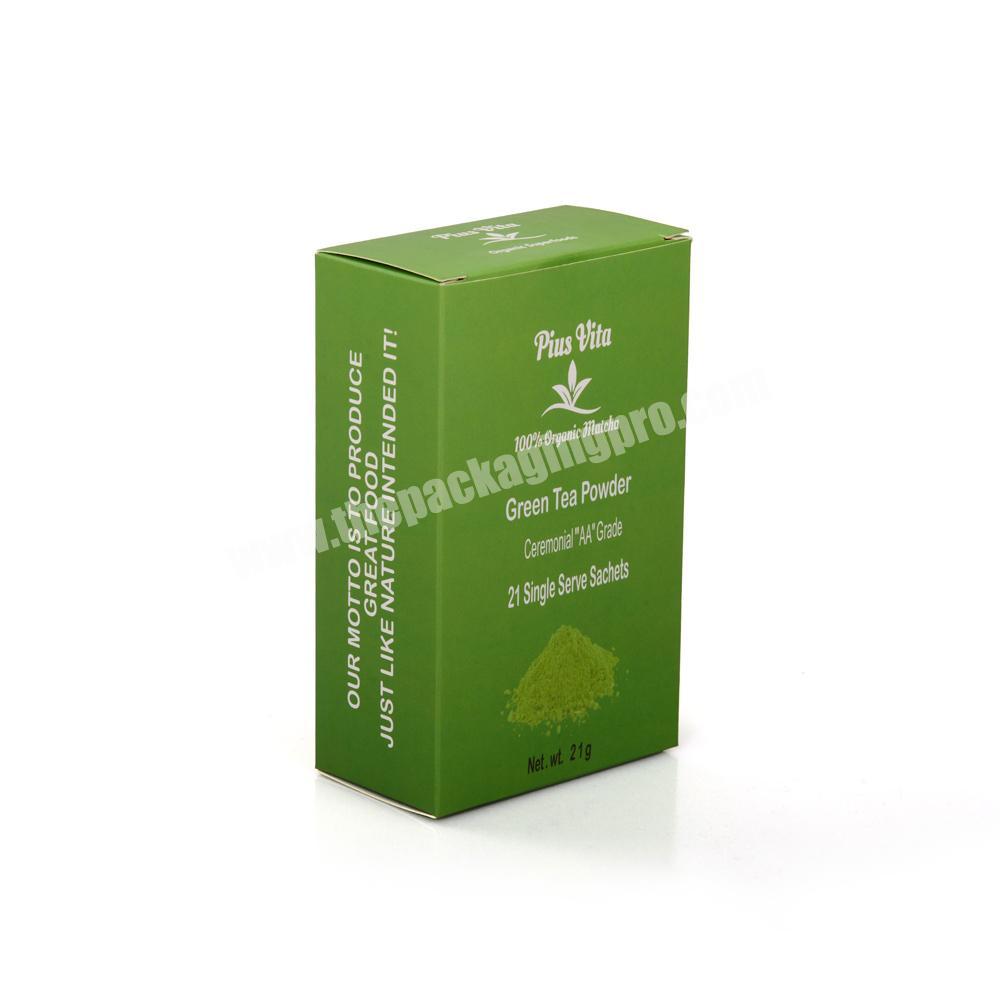 Custom green tea powder box packaging food products outside paper packaging boxes