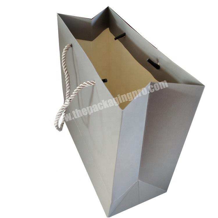 Custom grey color logo printed shopping packaging paper bag