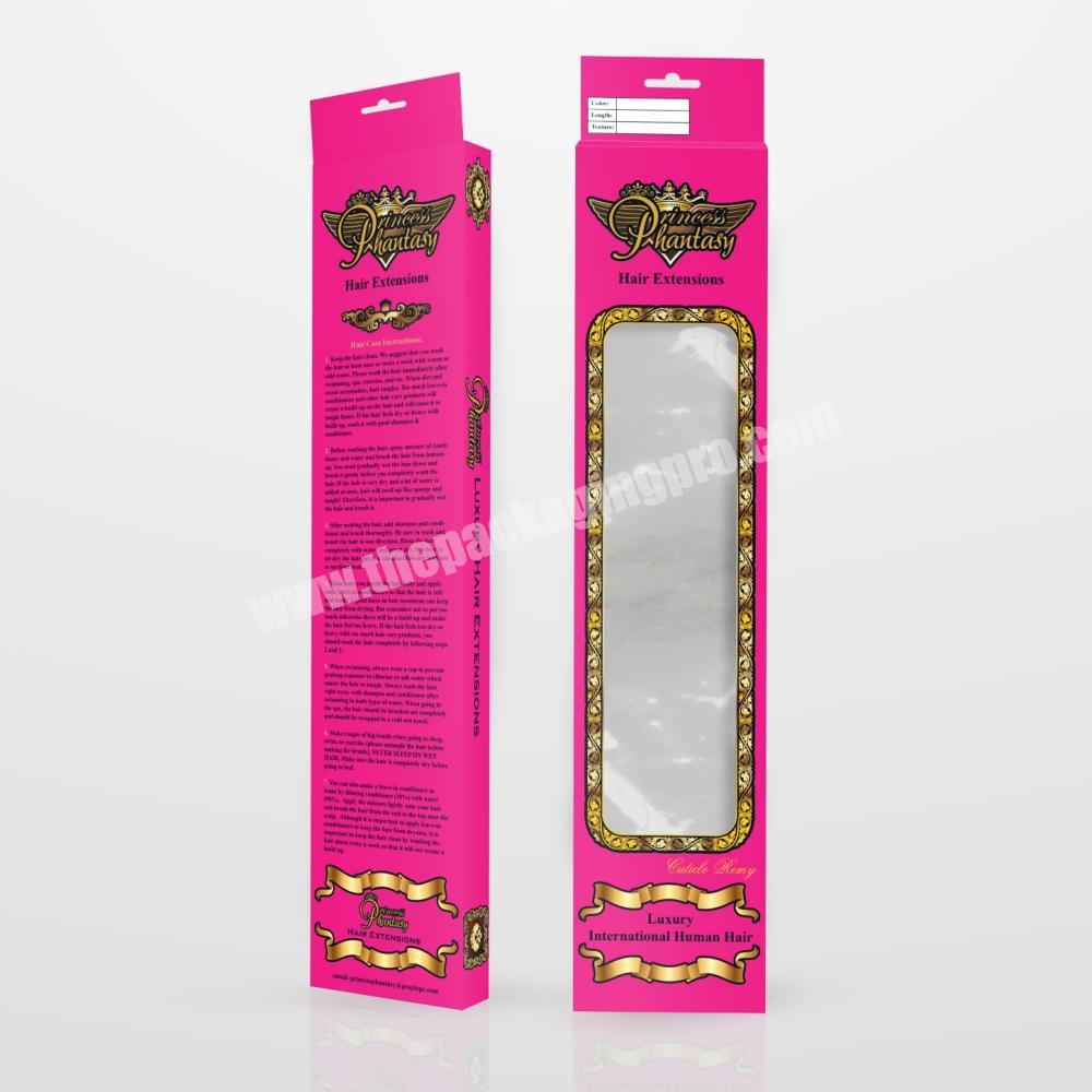 custom hair extensions packaging boxes with hanging tab