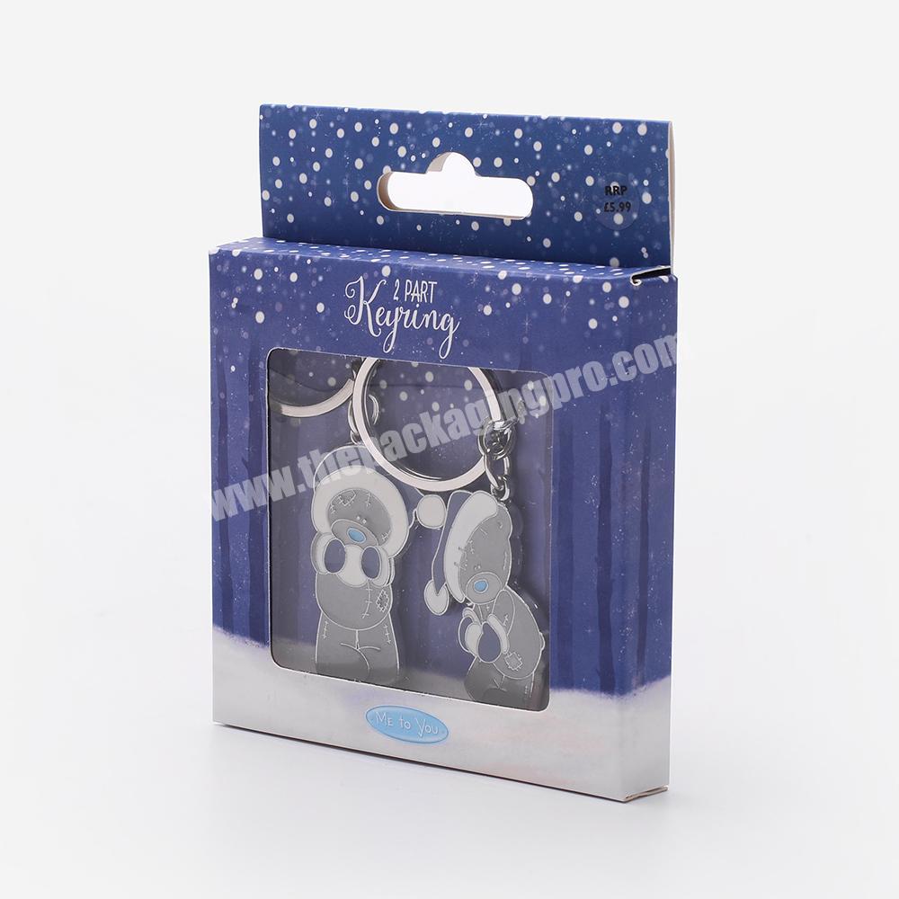 Custom Handle Printing Keychain Exquisite Paper Packaging Box With PVC Window