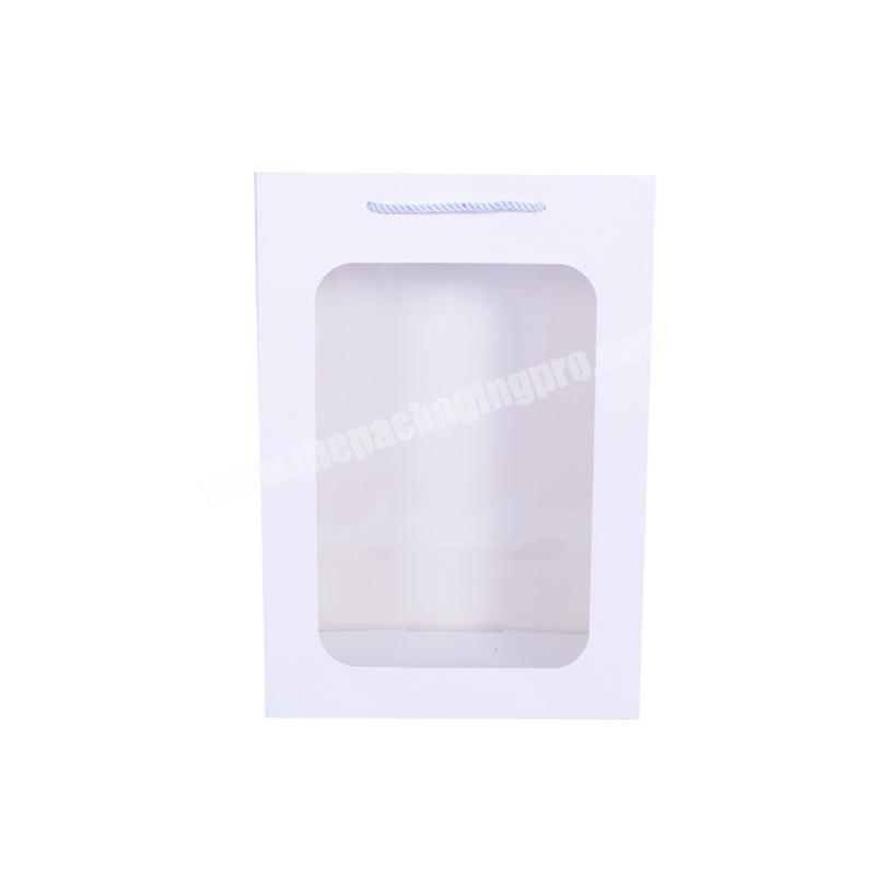 Custom Handling white card paper gift bags with clear window