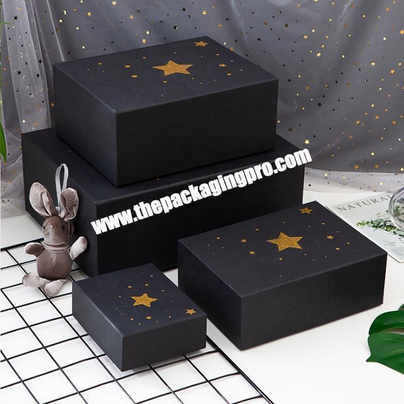 Custom Handmade Logo Recycled Cardboard Packaging Magnetic Closure Black paper box