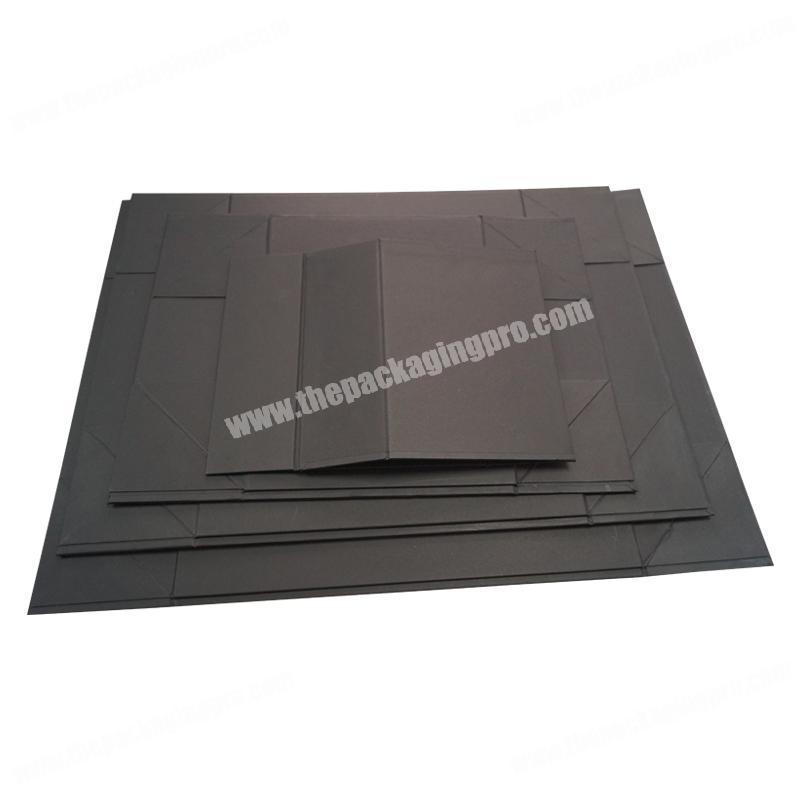 Custom hard cardboard paper logo printing black magnetic closure luxury foldable box packing