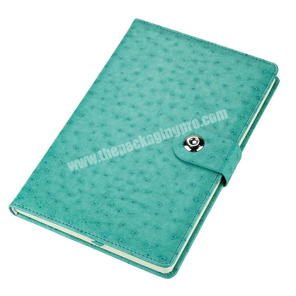 Custom Hardcover A5 Ostrich Leather Office Note Book Undated Lined Paper Writing Notebook