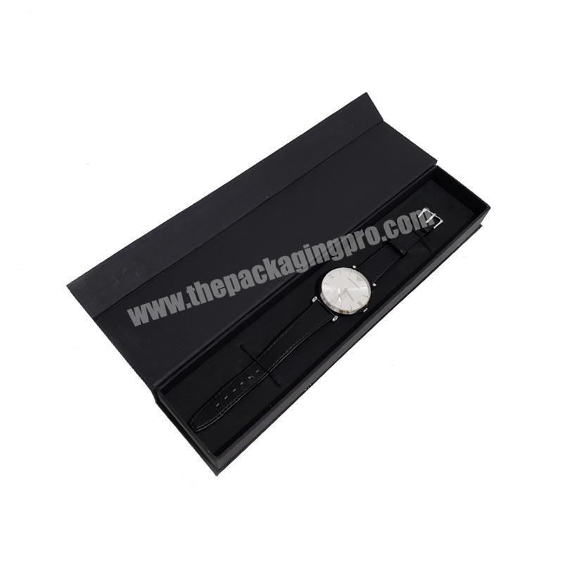 Custom Hardcover Packing Paper Box Black Watch Box With Eva