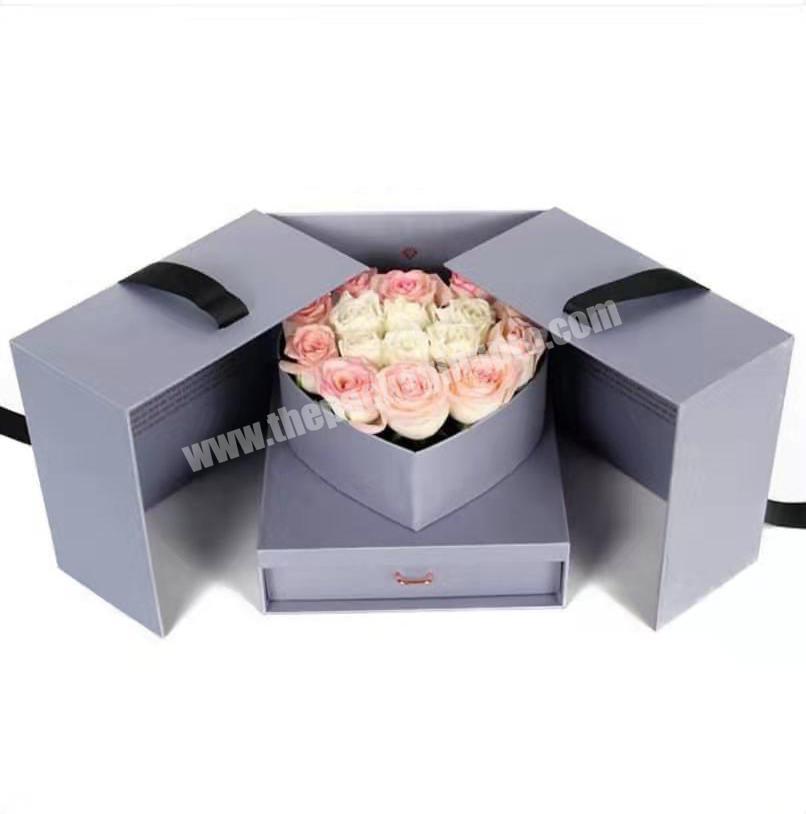 Custom heart shape luxury gift box  for flower &personal care gift paper box  with double opening doors