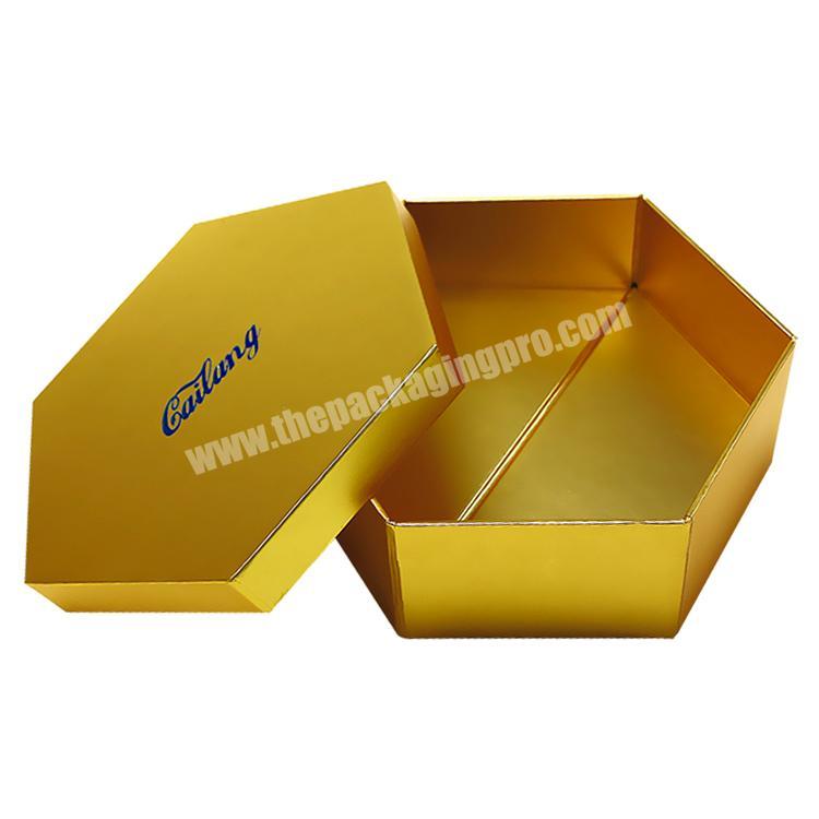 Custom Hexagon Paper Gold Cardboard Fresh Flower Fruit Vegetable Packaging Gift Box 4C Printing