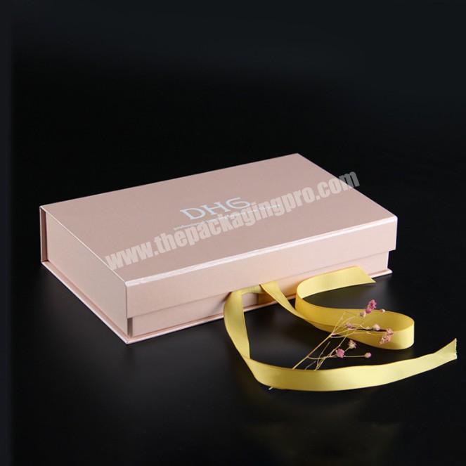 Custom High-end Matt Pink Flat Folding Packaging Box Rigid Cardboard Magnetic Gift Box For ClothesWig