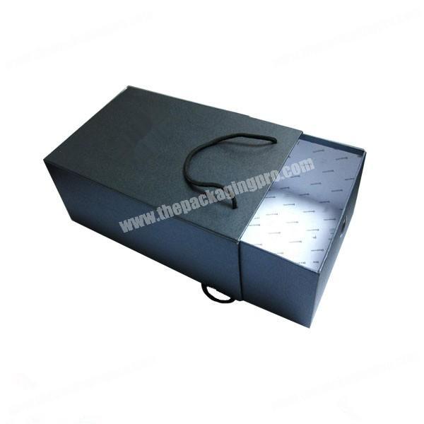 Custom high grade black cardboard slide drawer tshirt packaging box clothes box