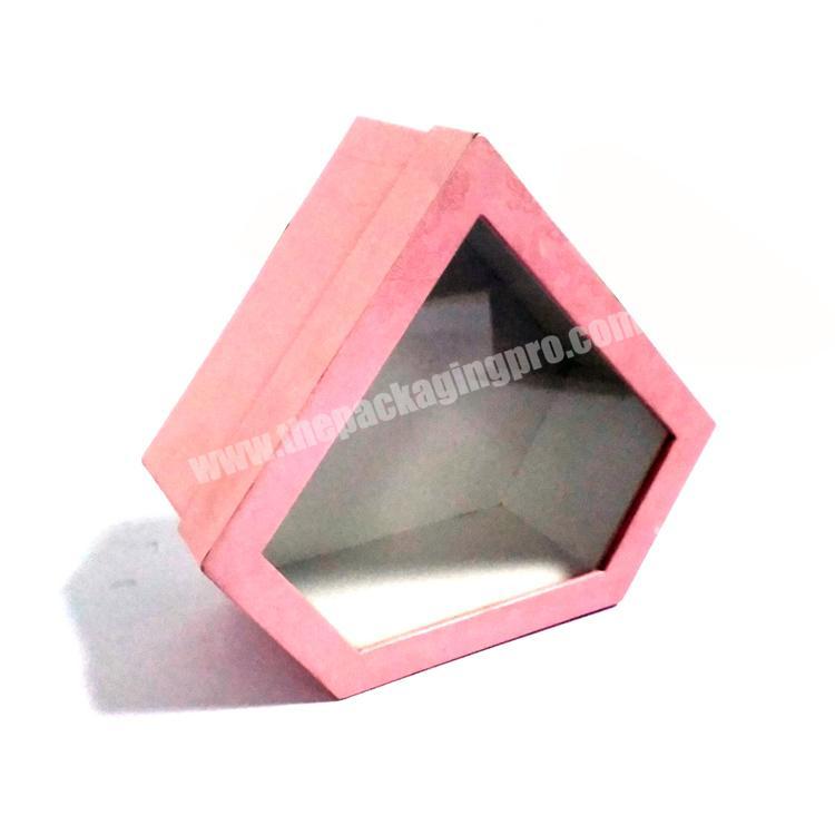 Custom high quality diamond shaped chocolate candy box packaging with clear window