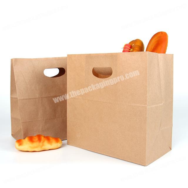 Custom high-quality digging-hole biodegradable kraft paper take-away food packaging paper bag printing logo