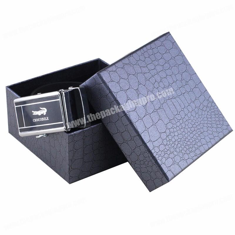 Custom high quality fancy paper print hot stamping LOGO leather belt packaging box with lid