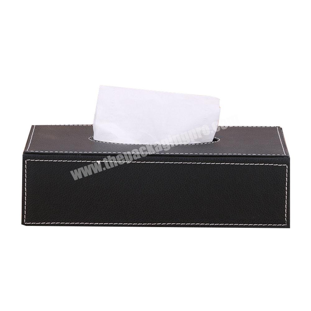 Custom High Quality Hotel Rectangular PU Leather Tissue Box Holder