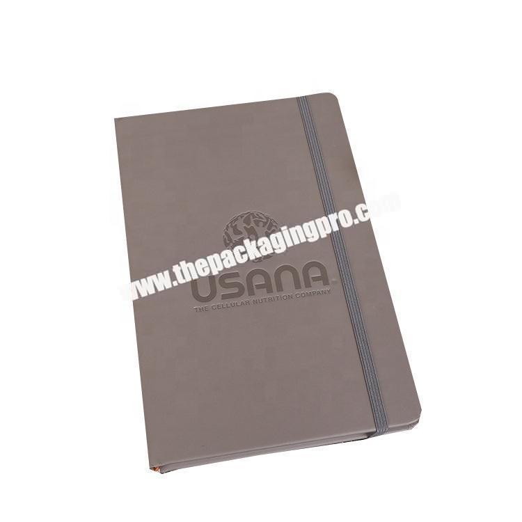 Custom Custom High Quality Leather Hard Cover Organizer Notebook With Elastic Band A5 Pu Executive Paper Notebooks With Embossing Logo