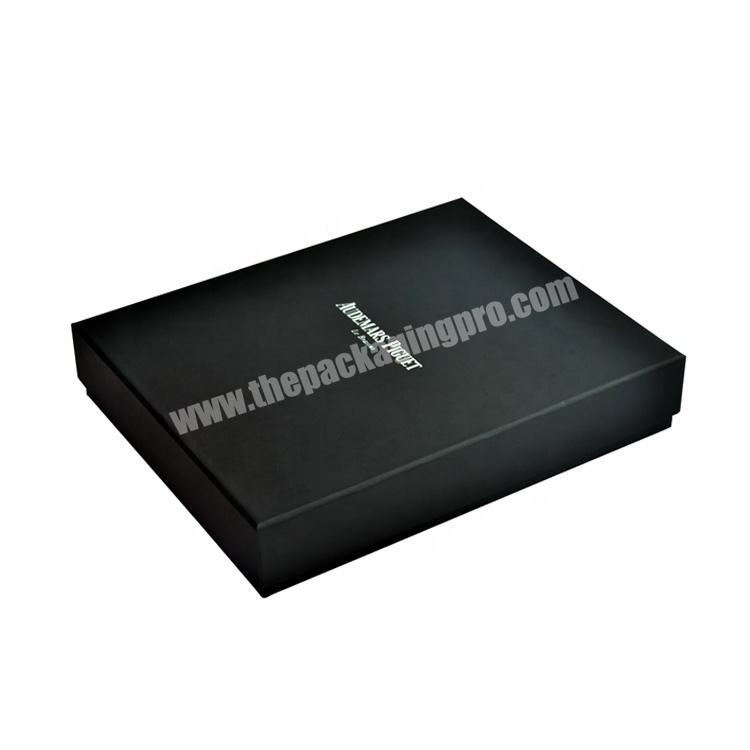 Custom high quality luxury black gift box with foil stamping logo