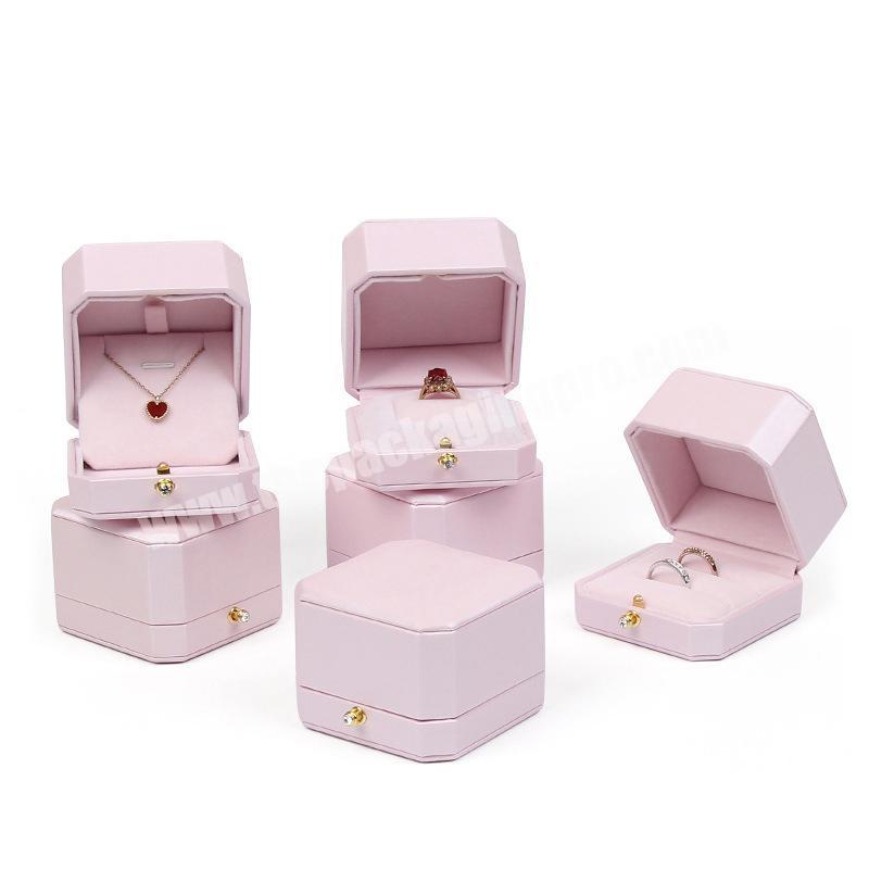 Custom high quality pink jewelry packaging gift box Wholesale premium ring necklace jewelry box