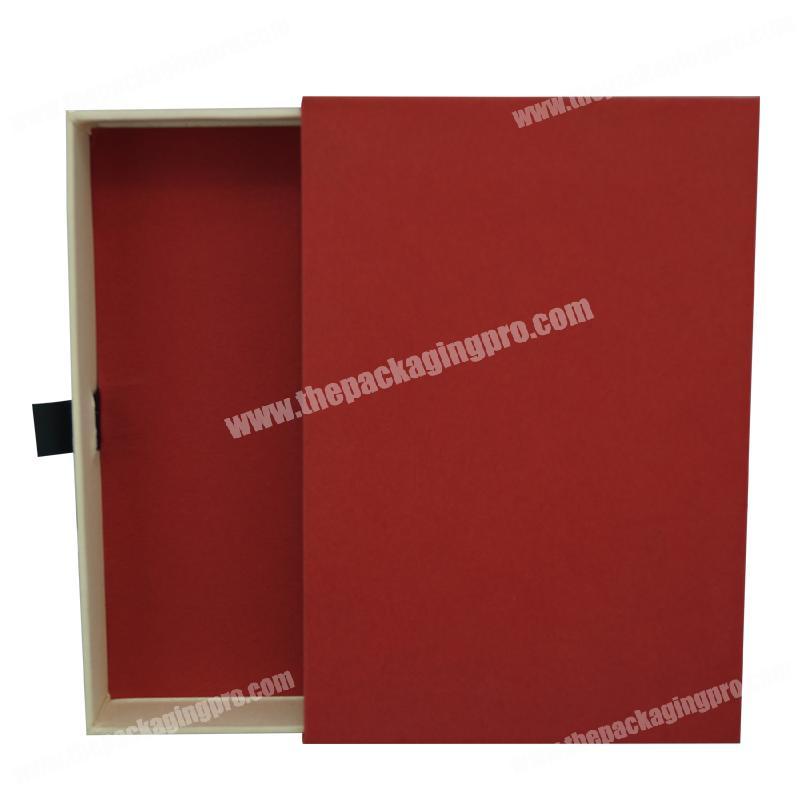 Custom High Quality Red Texture Paper Drawer Sliding Underwear Clothes Box Packaging