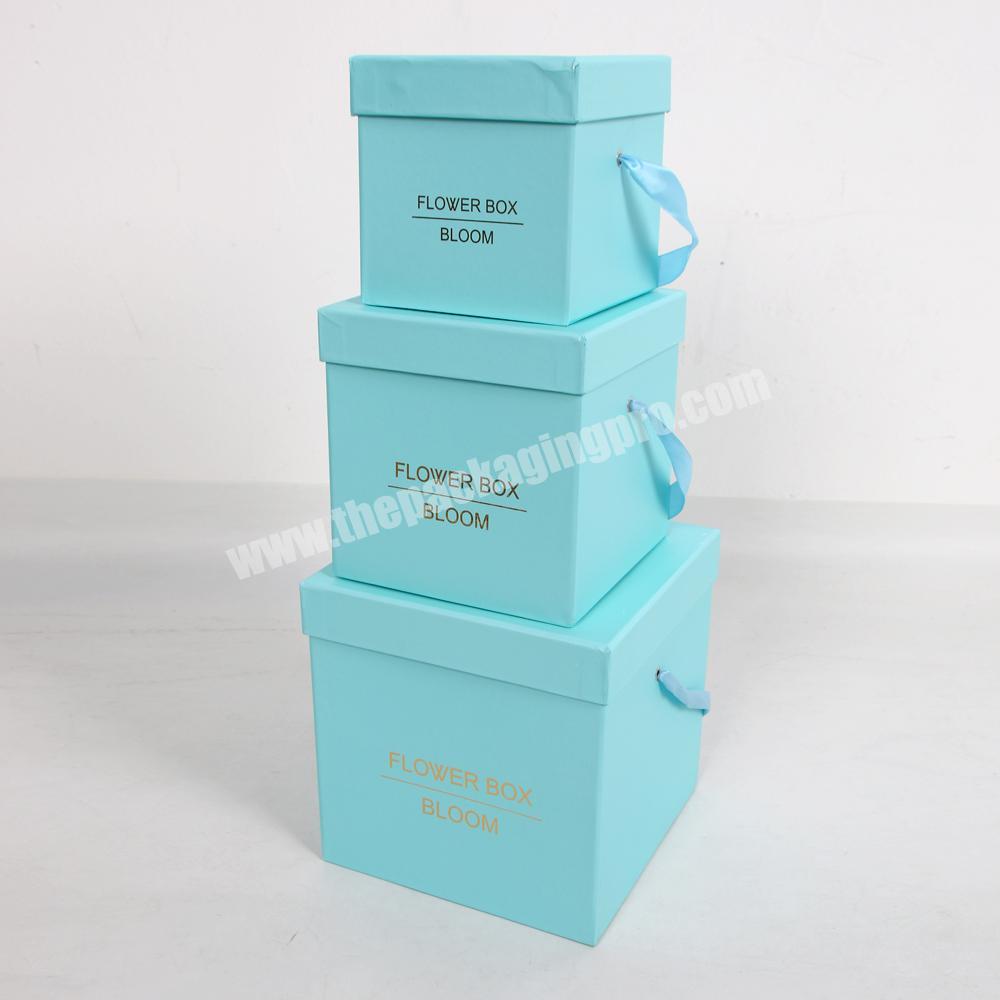 Custom High Quality Square Elegant Wrapping Box With Ribbon Handle