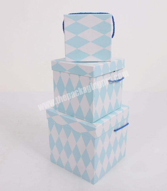 Manufacturer Custom High Quality Square Elegant Wrapping Box With Ribbon Handle