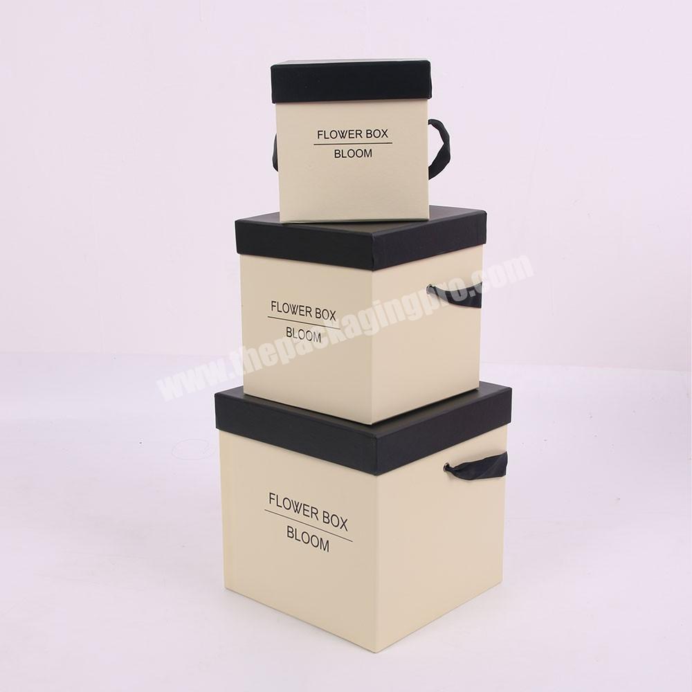 Supplier Custom High Quality Square Elegant Wrapping Box With Ribbon Handle