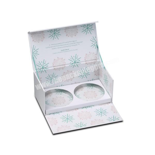 custom high quality white magnet hinged cardboard box gift box with silver foil logo packaging box with paper tray