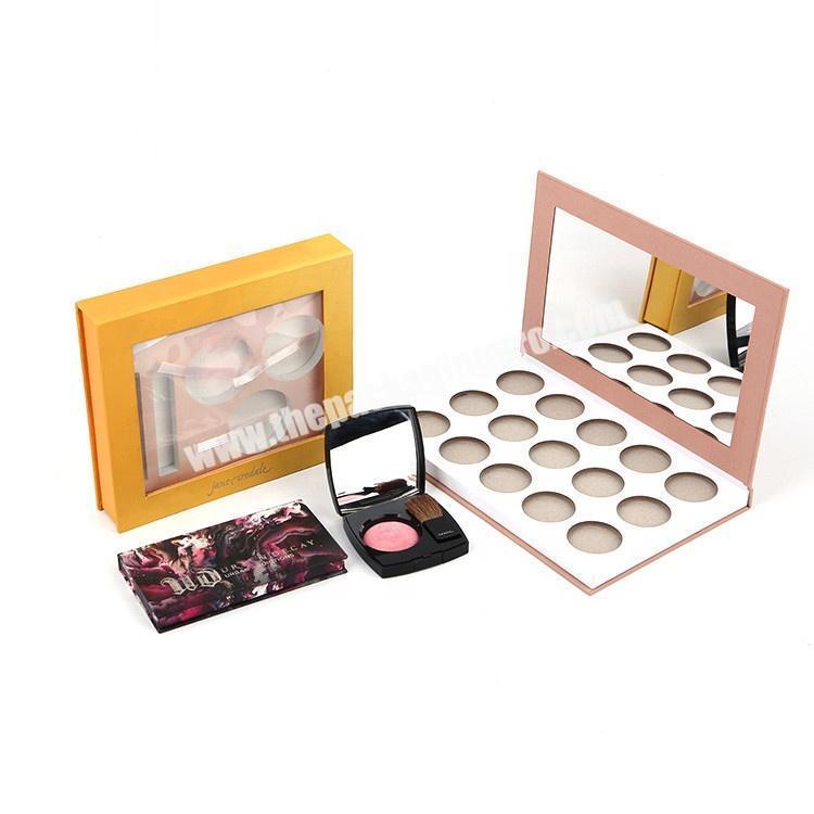 Custom Hinged Lid Cardboard Paper Packaging Eyeshadow Palette Cosmetic Gift Box With Magnetic Closure