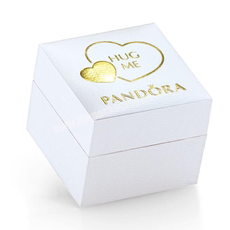 Custom Hot Foil Logo White Jewelry Packaging Box Logo