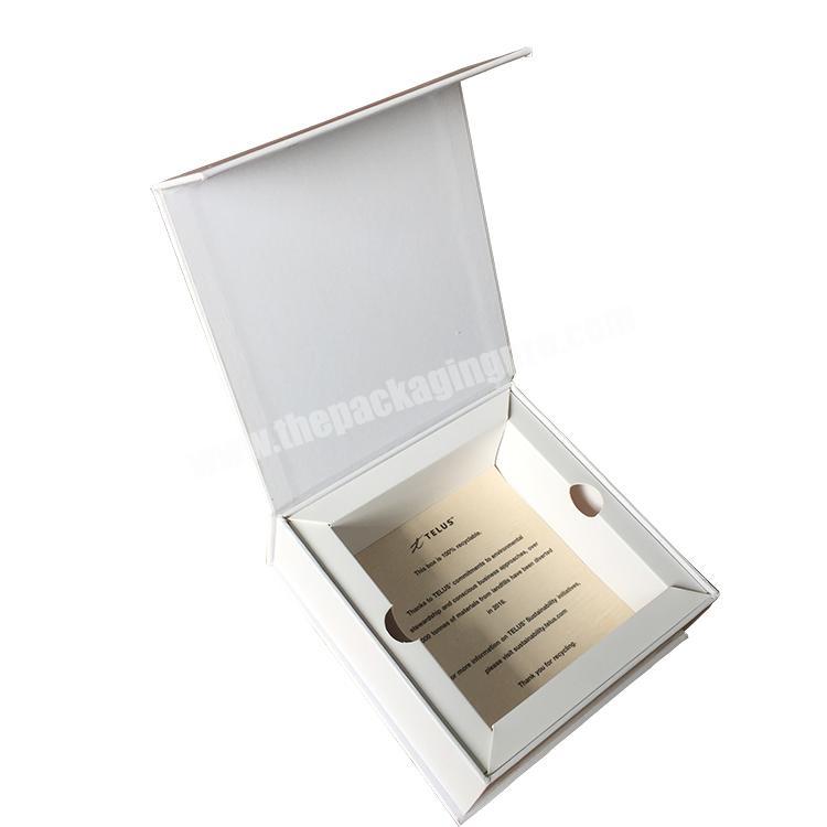 Custom hot silver foil logo White Magnetic Cardboard Paper Boxes Wholesale Cosmetics  Packaging Paper Gift Box