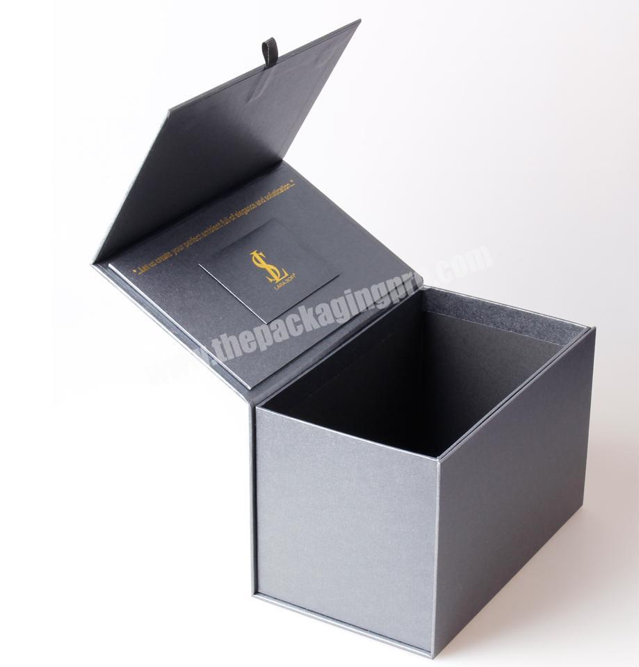 Custom hot stamping black magnetic closure Christmas packaging gift box luxury