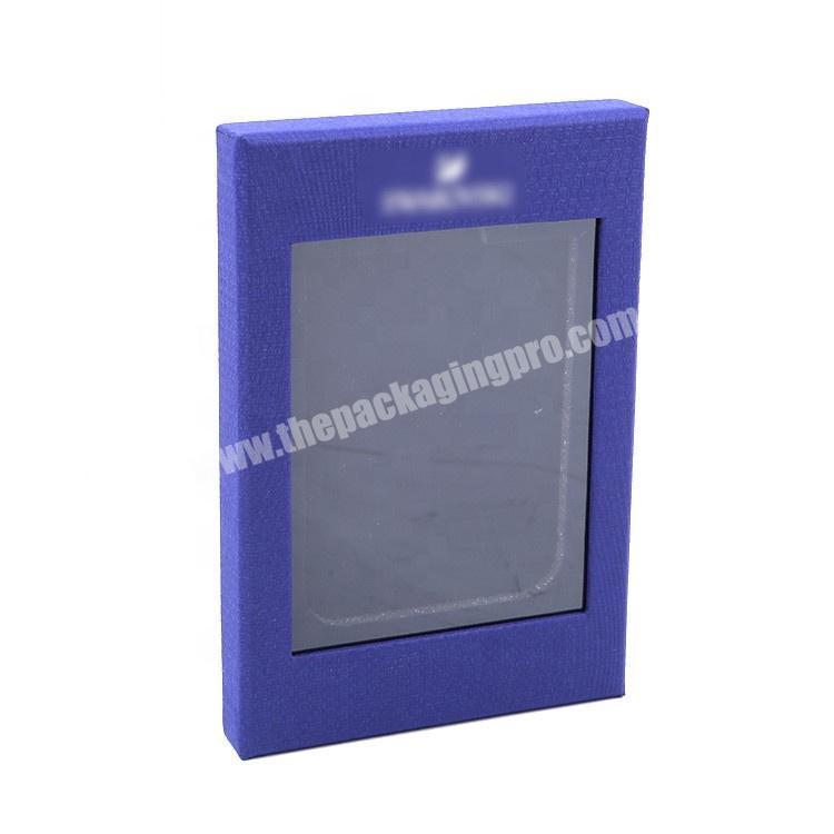 Custom Hot Stamping Cardboard Paper Packaging Top Tray Card Pocket Gift Box With Pvc Window