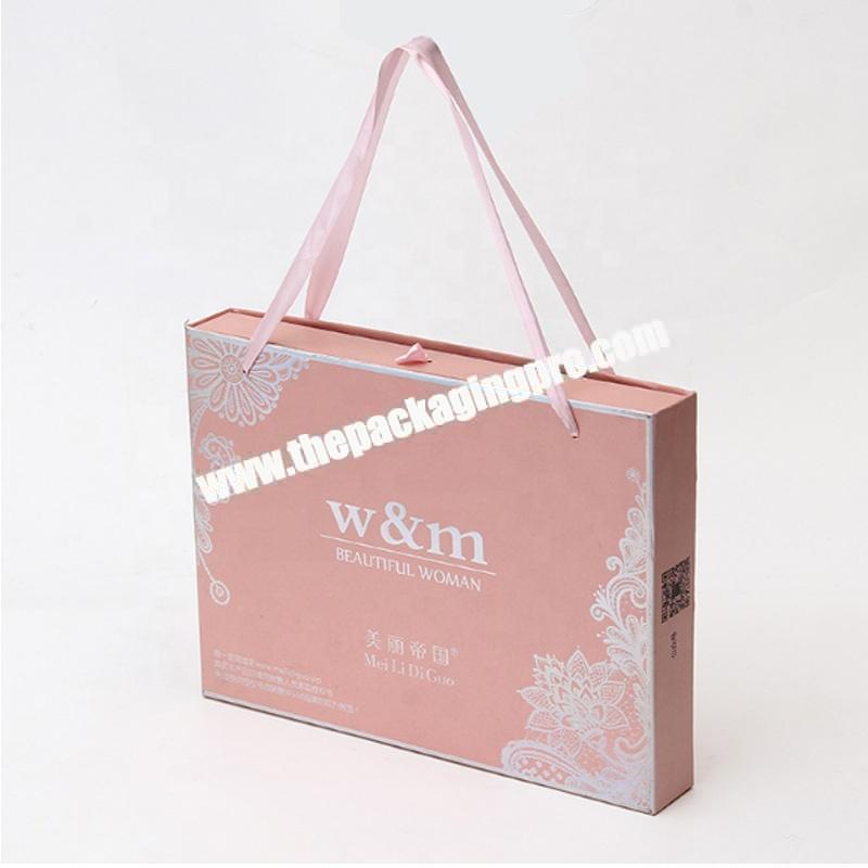 Custom hot stamping logo T-shirts bra swimwear packaging embossing hard gift paper boxes pink paper cardboard box