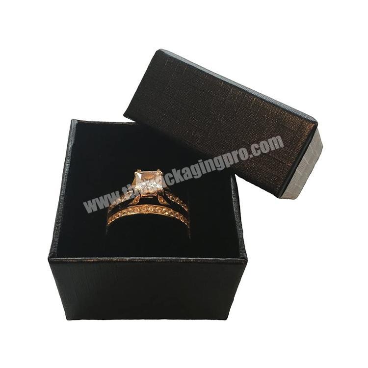 Custom Jewelry Black Ring Gift Box with Foam and Velvet Insert Wholesale