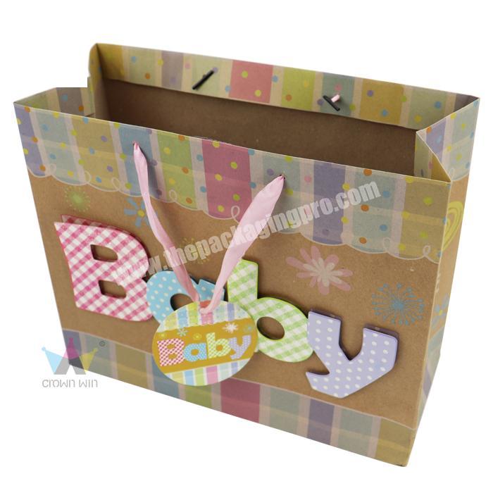 Custom Kraft Paper Bag Baby Socks Package Baby Shower Gift Bags