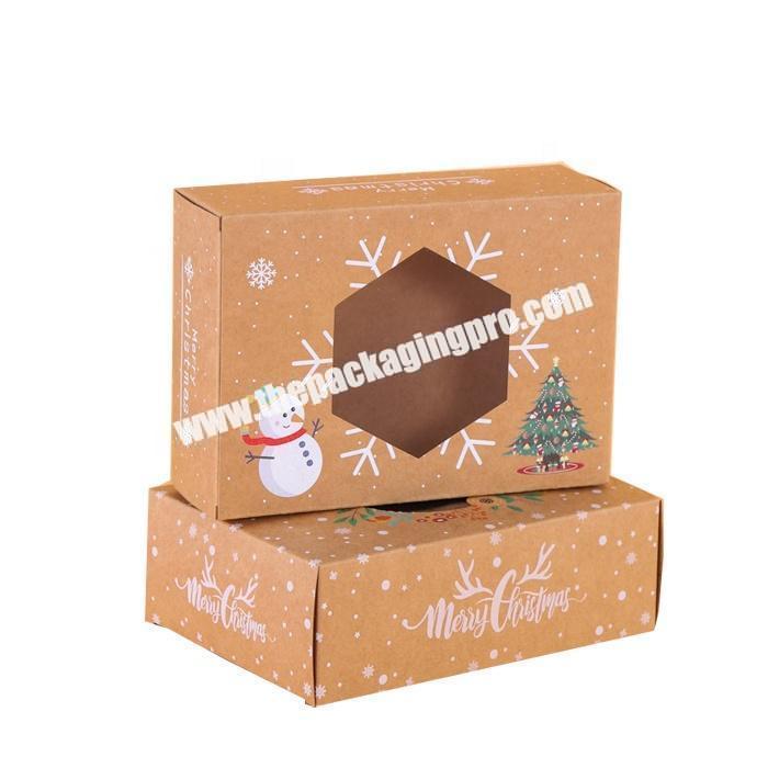 Custom kraft paper gift packaging cardboard box with window