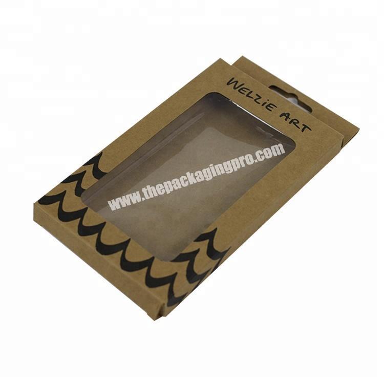Custom kraft paper phone case folding paper packaging box with cut out window