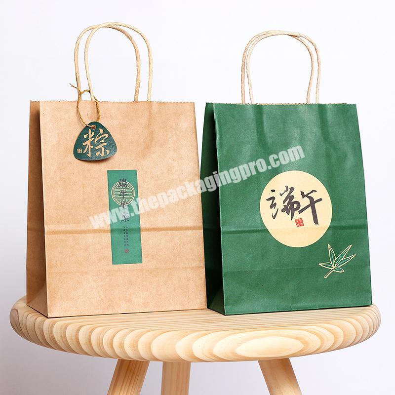 custom Kraft paper shopping bag tote with paper twisted rope handle high quality eco friendly