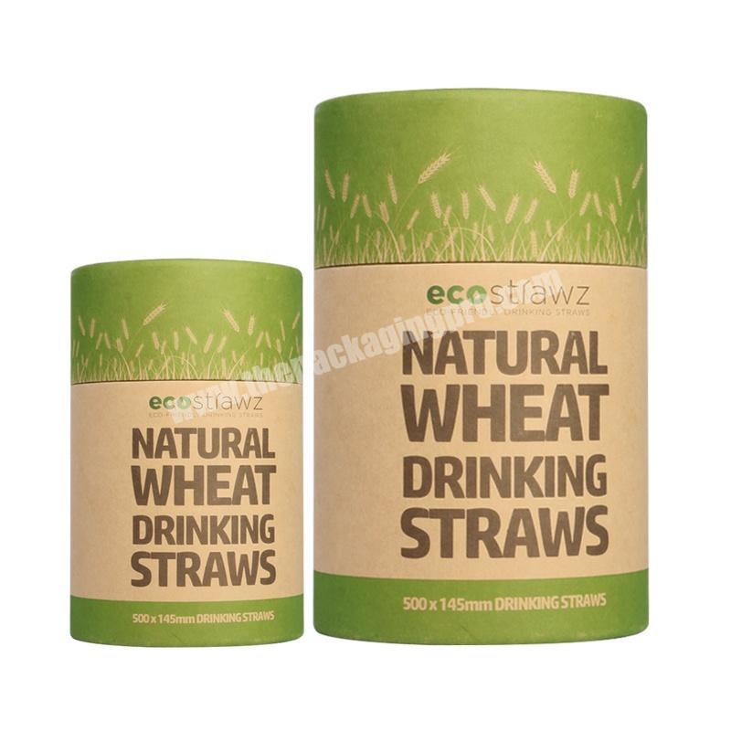 Custom  Kraft Round Cylinder Eco Friendly Packaging Box For Straw